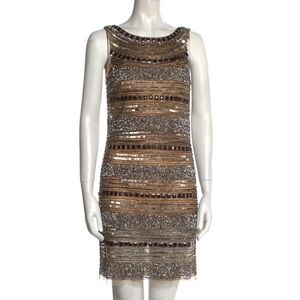 Aidan Mattox Metallic Scoop Neck Mini Dress
